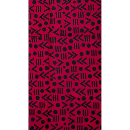 African Print Fabric/ Ankara - Red, Black 'Point Made' Design, YARD or WHOLESALE