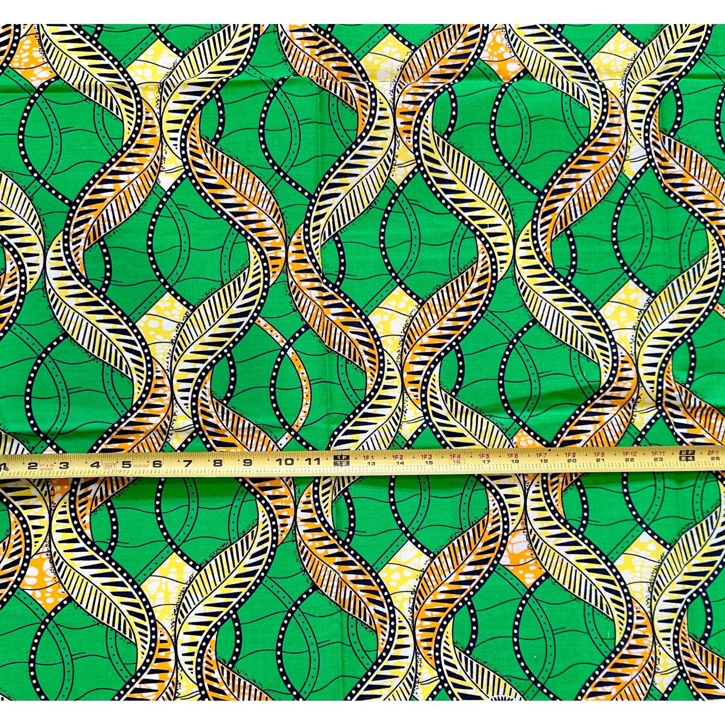 African Print Fabric/ Ankara - Green, Orange, Yellow 'Stronger Together' Design