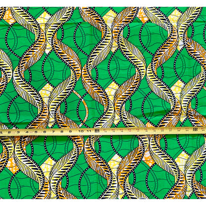 African Print Fabric/ Ankara - Green, Orange, Yellow 'Stronger Together' Design