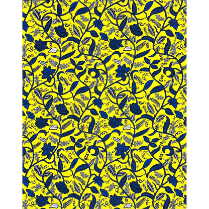 African Print Fabric/ Ankara - Yellow, Blue 'Ivy Crush,' 1 YARD
