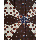African Fabric/ Ankara - Brown, Navy, Cream 'Ceremonial Umbrella of Dahomey’ Design, YARD or WHOLESALE