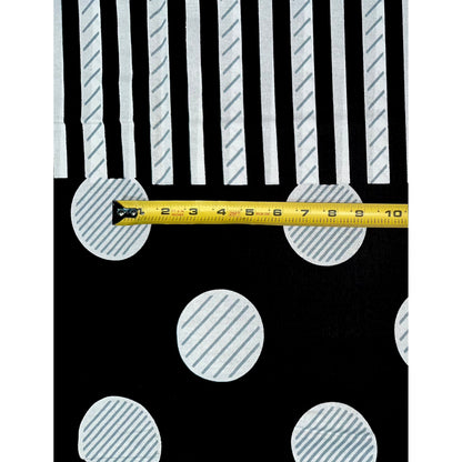 African Print Fabric/ Ankara - Black, White 'Stripe Dem Strong' Design, YARD or WHOLESALE