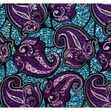 African Print Fabric - Purple, Blue, Black ‘Ouidah Rose', Yard or Wholesale