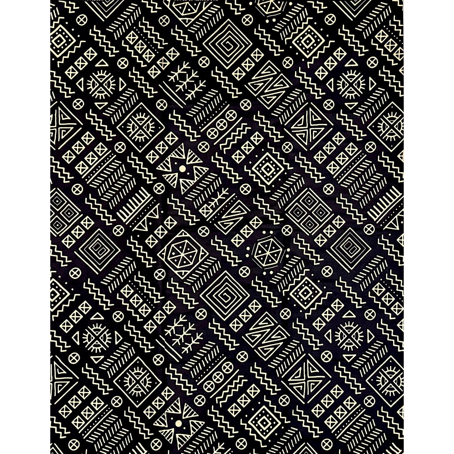 African Print Fabric/ Ankara - Black, Beige 'Love Letters & Palm Wine’, YARD or WHOLESALE