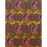 African Print Fabric/ Ankara - Orange, Blue, Brown 'Mali Autumn,' YARD