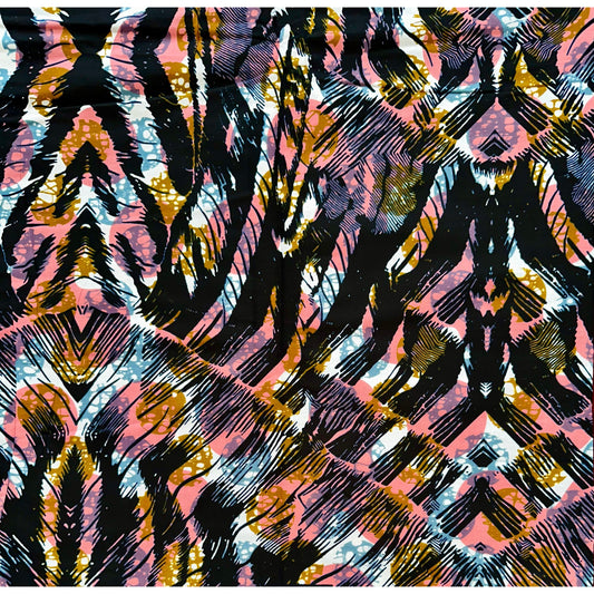 African Print Fabric/ Ankara - Pink, Gray, Brown "Enewan," YARD or WHOLESALE