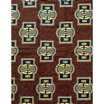 African Print Fabric/ Ankara - Brown, Beige, Navy 'The Genesis', YARD or WHOLESALE
