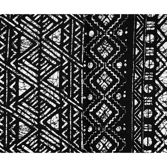 African Print Fabric/ Ankara - Black, White, Gray 'Selassie', YARD or WHOLESALE