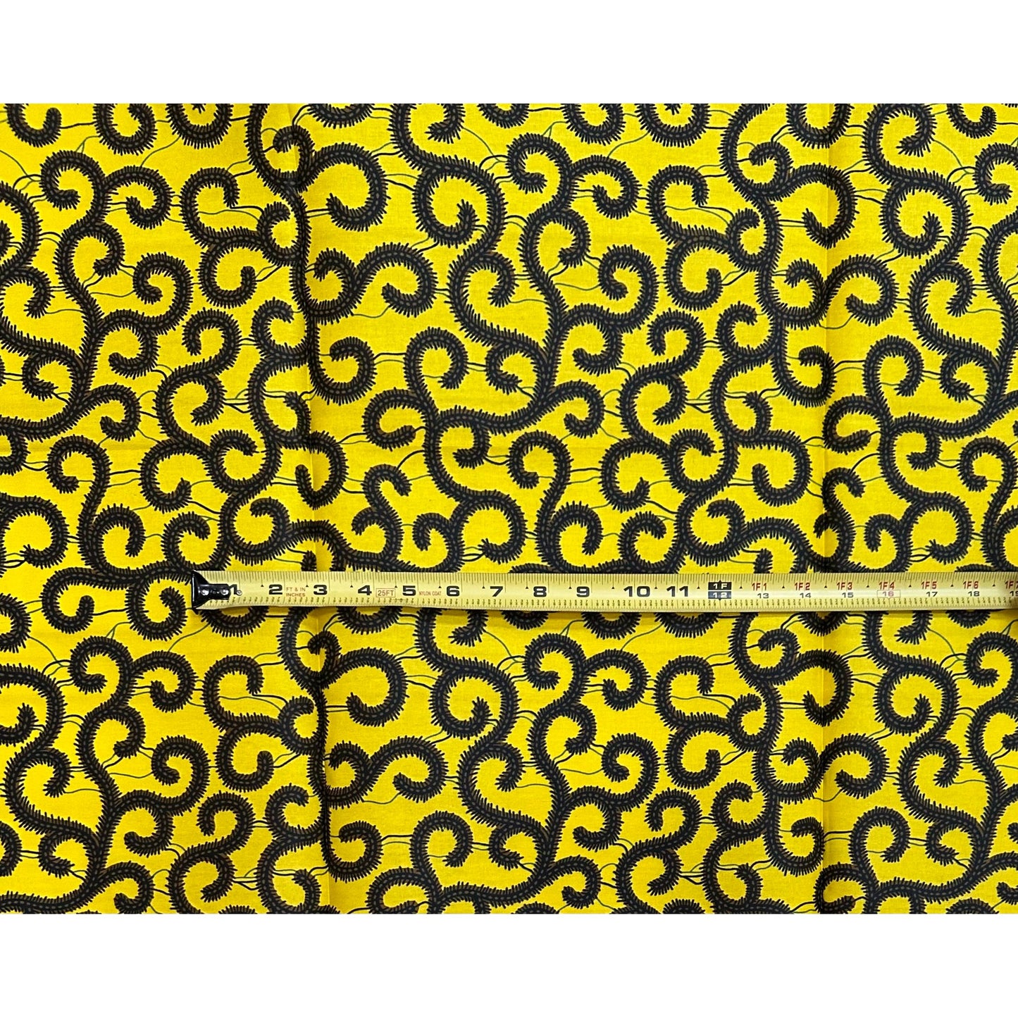 African Print Fabric/Ankara - Yellow, Brown  "Swirlicious" Design, Per Yard