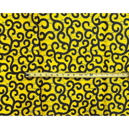 African Print Fabric/Ankara - Yellow, Brown  "Swirlicious" Design, Per Yard