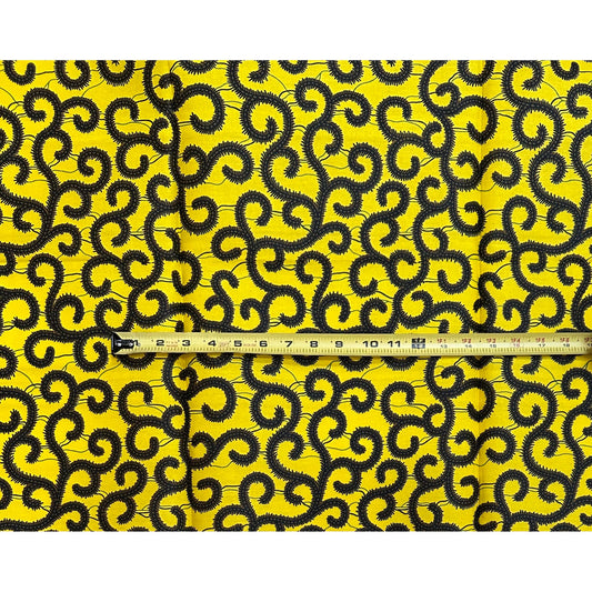 African Print Fabric/Ankara - Yellow, Brown  "Swirlicious" Design, Per Yard