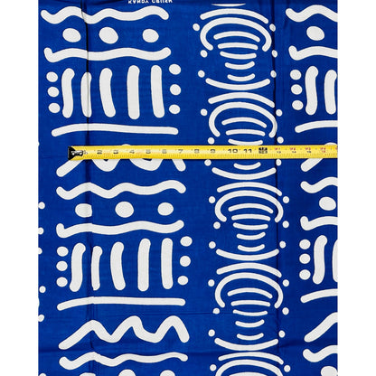 African Print Fabric/ Ankara - Blue, White 'Nuru Script', Per Yard or Wholesale