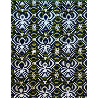 African Print Fabric/ Ankara - Green, Navy, Shimmering Silver 'Nthanda’ YARD or WHOLESALE
