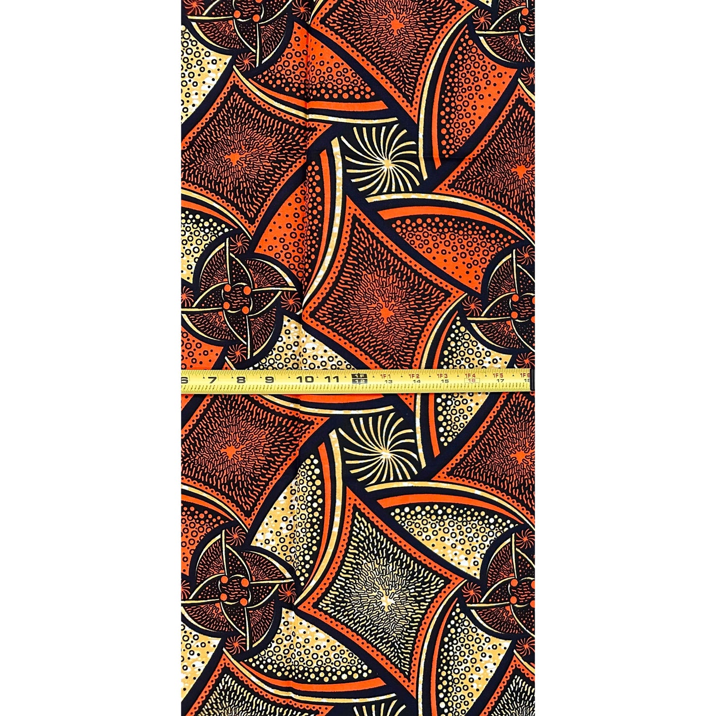 African Print Fabric/ Ankara - Orange, Wheat "Ember of Ife", YARD or WHOLESALE