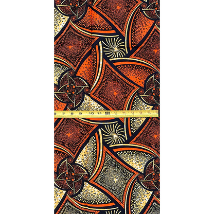 African Print Fabric/ Ankara - Orange, Wheat "Ember of Ife", YARD or WHOLESALE