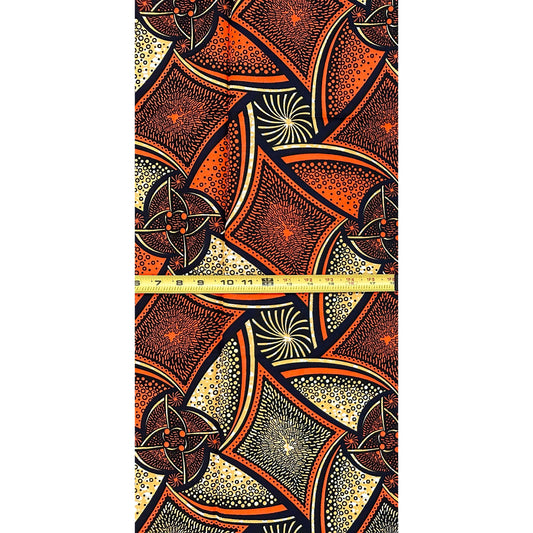 African Print Fabric/ Ankara - Orange, Wheat "Ember of Ife", YARD or WHOLESALE