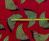 African Print Fabric/ Ankara - Red, Green, Yellow ‘Soaring' Design, YARD or WHOLESALE