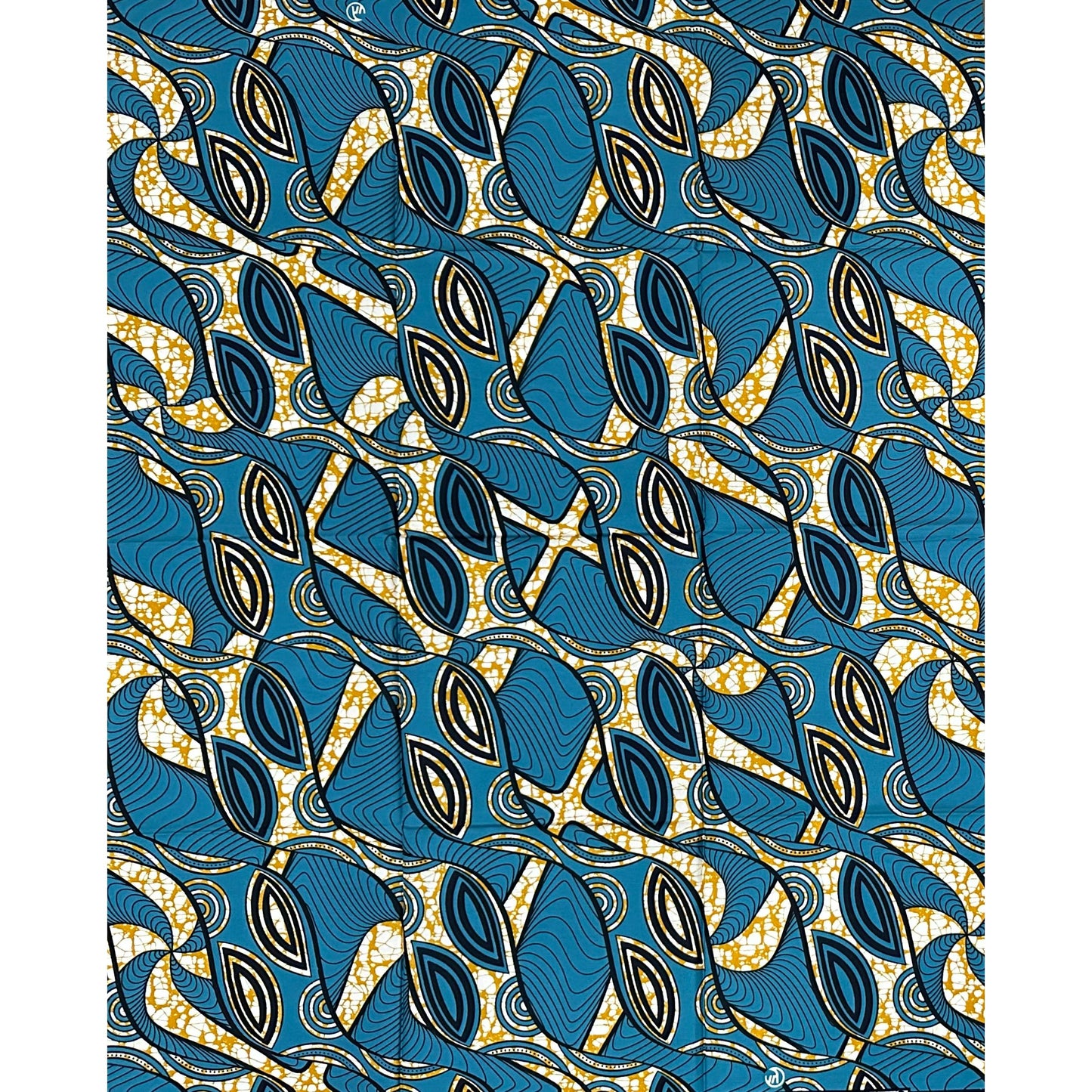 African Print Fabric/ Ankara - Blue, Brown, Navy 'Blue Passport Energy', YARD or WHOLESALE