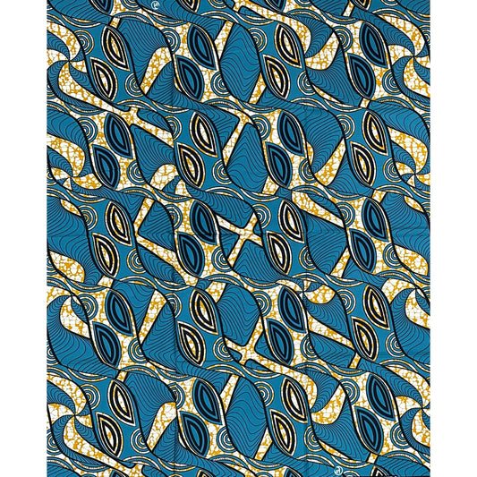 African Print Fabric/ Ankara - Blue, Brown, Navy 'Blue Passport Energy', YARD or WHOLESALE