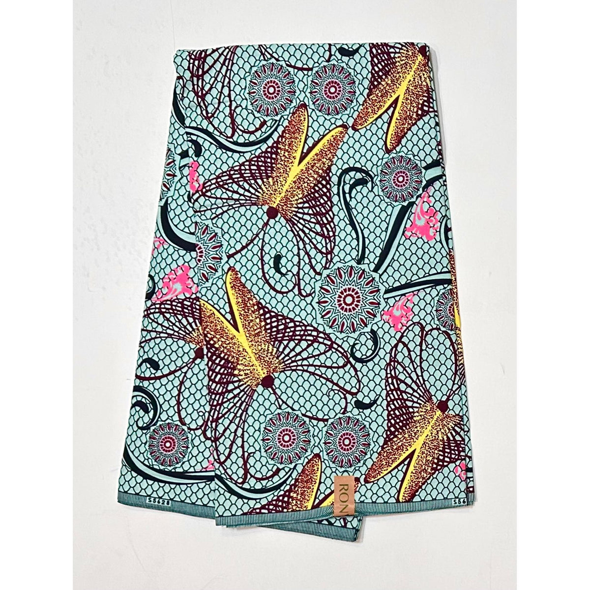 African Print Fabric/ Ankara - Green, Yellow, Pink 'Yewa’s Whisper' Design, YARD or WHOLESALE