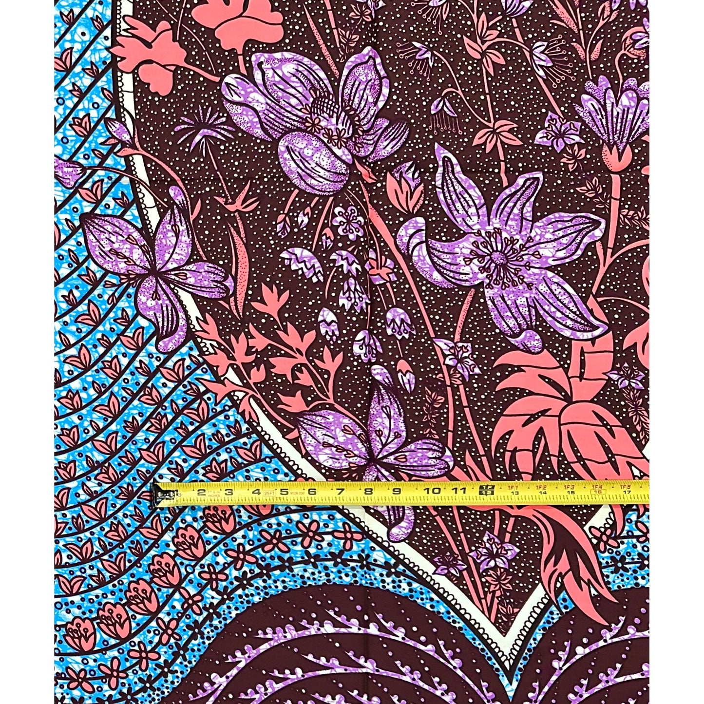 African Print Fabric/ Ankara - Purple, Blue, Pink, Brown "Alẹ́ Ọgba" Design, Yard
