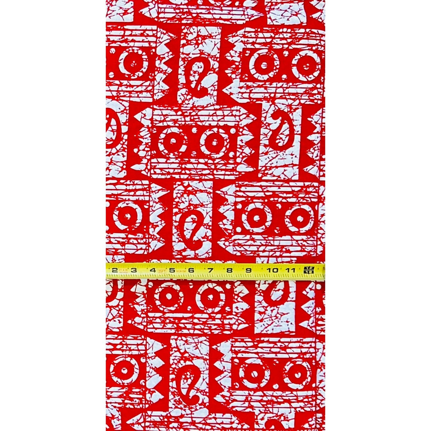 African Print Fabric/ Ankara - White, Red 'Echo of Life', YARD or WHOLESALE