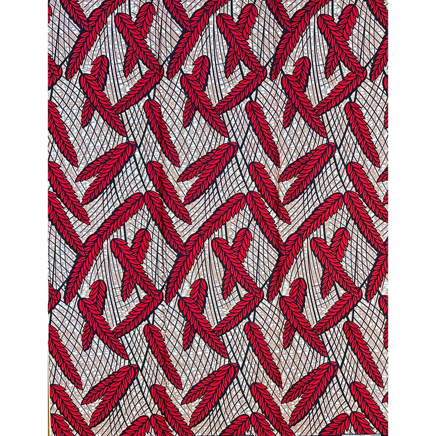 African Print Fabric/ Ankara - Red, Brown "Warrior No Retreat", 1 YARD