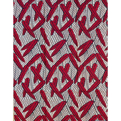 African Print Fabric/ Ankara - Red, Brown "Warrior No Retreat", 1 YARD