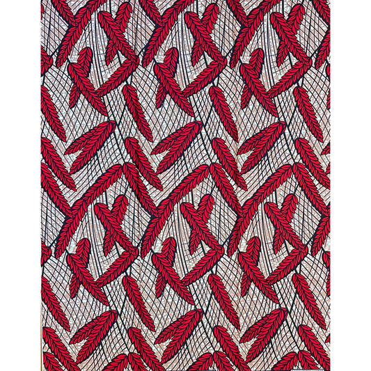 African Print Fabric/ Ankara - Red, Brown "Warrior No Retreat", 1 YARD