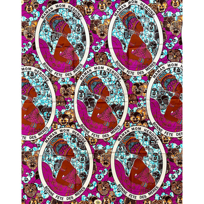 African Print Fabric/ Ankara - Purple, Blue 'Heroine,’ YARD