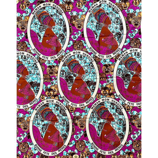 African Print Fabric/ Ankara - Purple, Blue 'Heroine,’ YARD