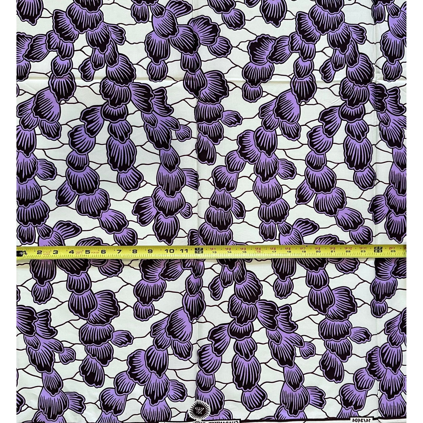 African Print Fabric/Ankara - Cream, Purple, Brown "Little By Little" Design