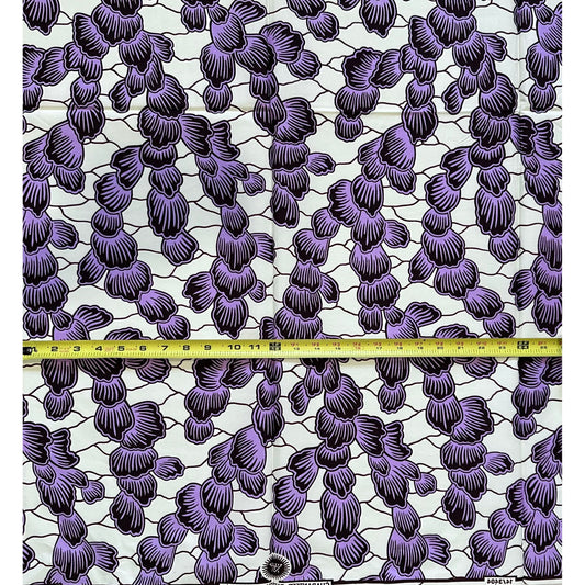 African Print Fabric/Ankara - Cream, Purple, Brown "Little By Little" Design