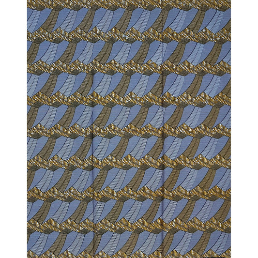 African Print Fabric/ Ankara - Gray, Brown ‘Obi Balance' Design, 1 Yard