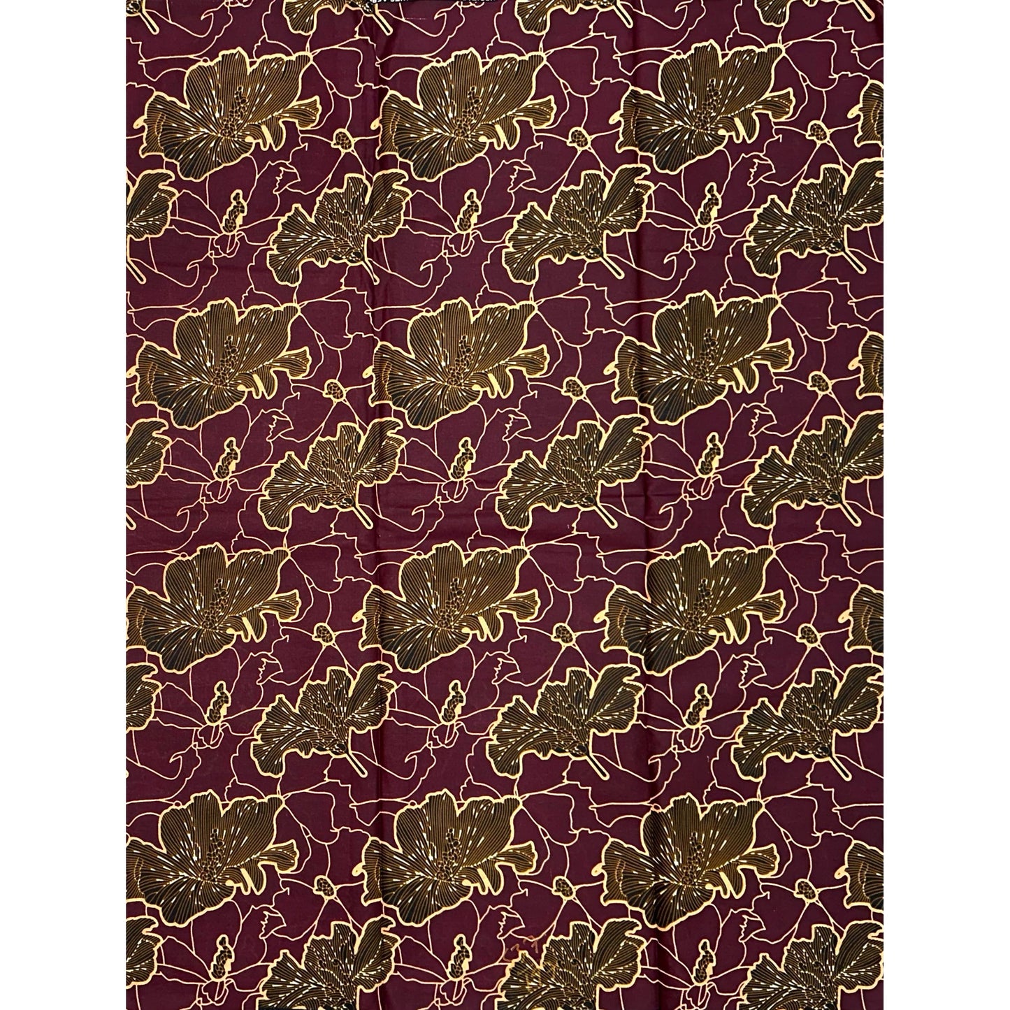 African Print Fabric/ Ankara - Brown, Beige 'Floraison Royale' Design, YARD or WHOLESALE