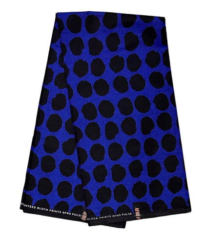 African Print Fabric/ Ankara - Blue, Black 'Periodddt' Design, YARD or WHOLESALE