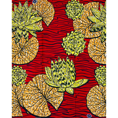 African Print Fabric/ Ankara - Red, Orange, Yellow 'Vitality' Design