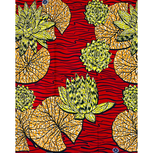 African Print Fabric/ Ankara - Red, Orange, Yellow 'Vitality' Design
