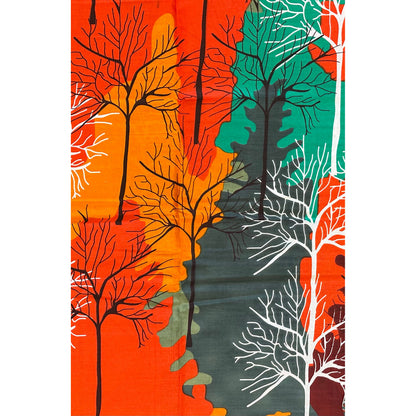 African Print Fabric/ Ankara - Orange, Shades Green, Brown 'Isime Tropic', Yard or Wholesale