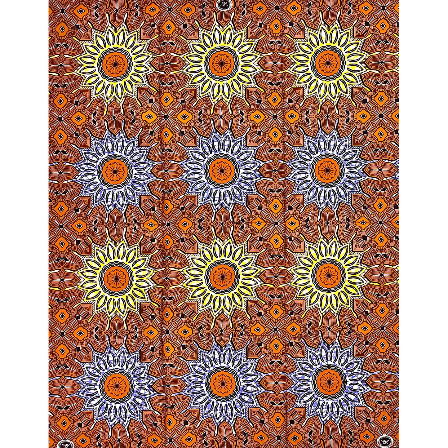 African Print Fabric/ Ankara - Shades of Brown, Purple "Eze Sun", 1 Yard
