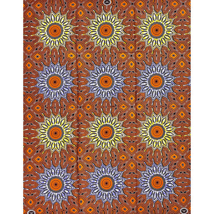 African Print Fabric/ Ankara - Shades of Brown, Purple "Eze Sun", 1 Yard