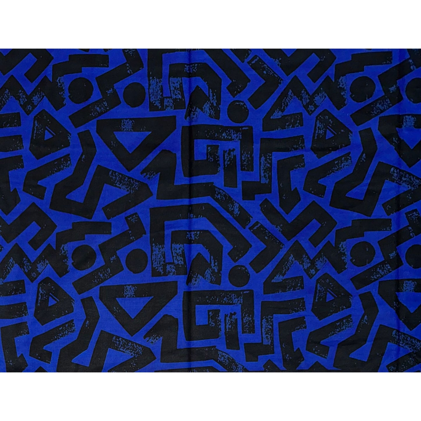 African Print Fabric/ Ankara - Blue, Black 'Ase Lines’, YARD or WHOLESALE