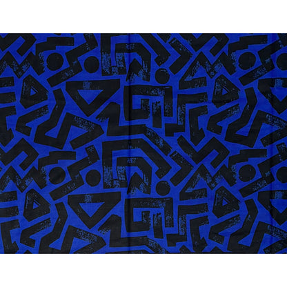 African Print Fabric/ Ankara - Blue, Black 'Ase Lines’, YARD or WHOLESALE