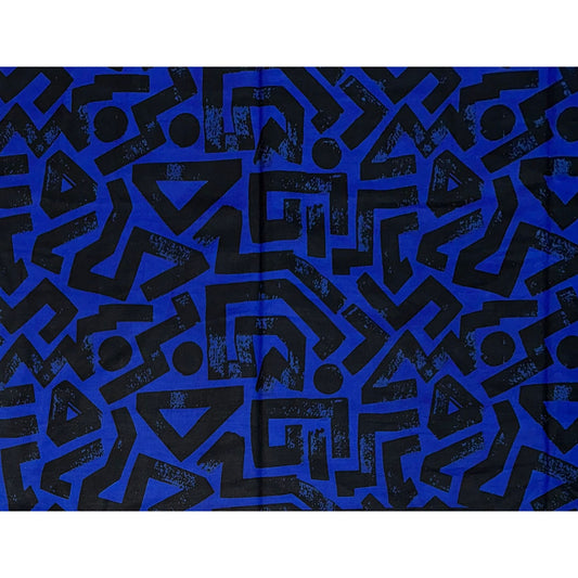 African Print Fabric/ Ankara - Blue, Black 'Ase Lines’, YARD or WHOLESALE