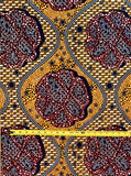 African Print Fabric/ Ankara - Orange, Brown, Navy ‘Tamaini', 1YARD