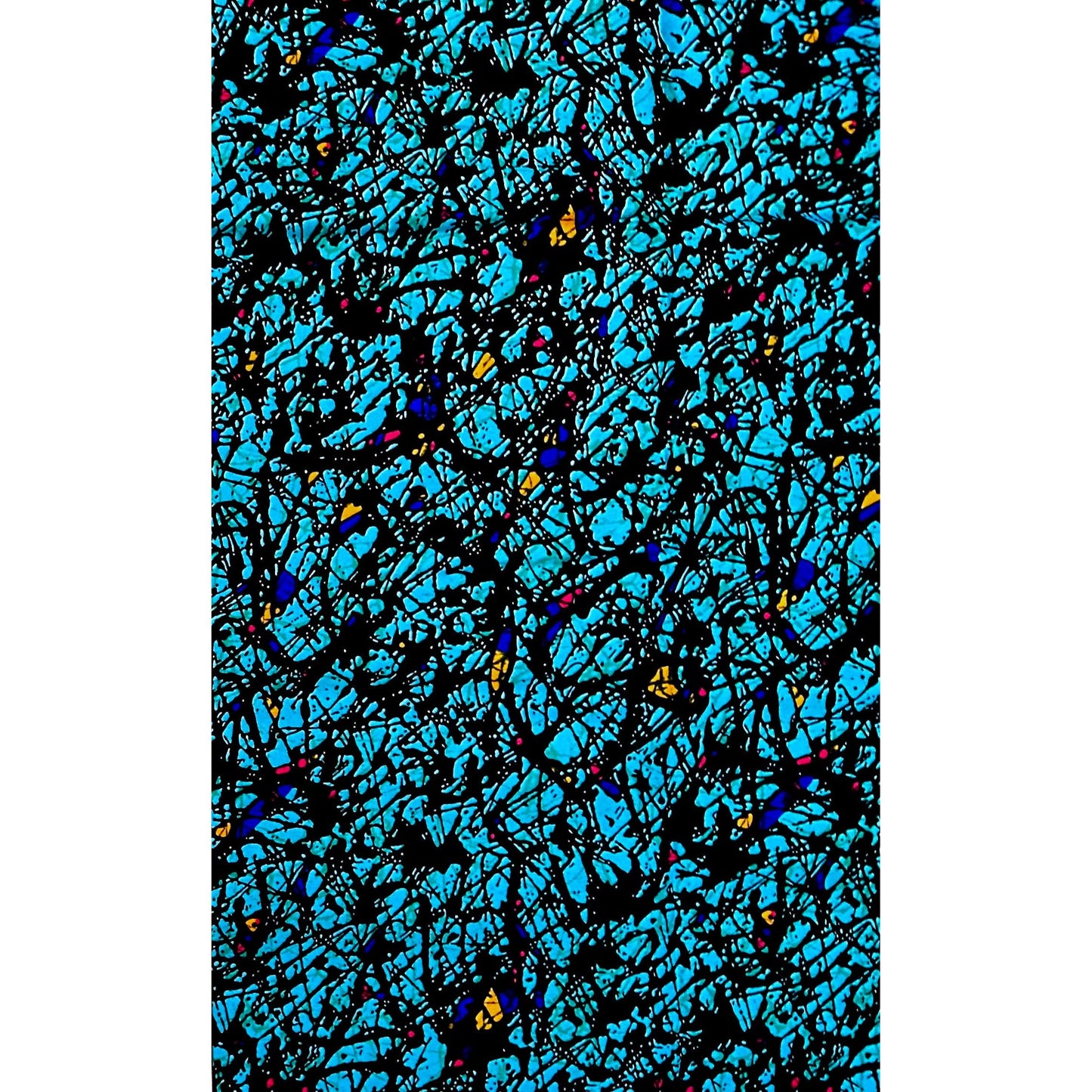 African Print Fabric/ Ankara - Blue, White 'Chaos Theory' Design, YARD or WHOLESALE