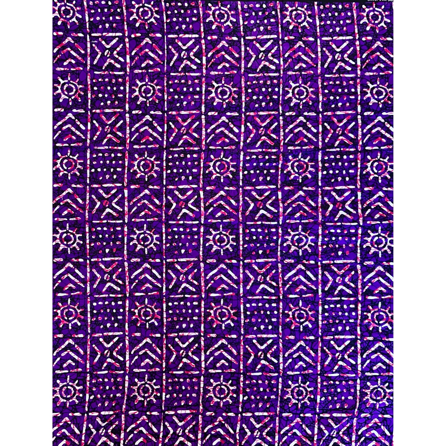 African Print Fabric/ Ankara - Purple, Magenta, Black 'Bola Code' Design, YARD or WHOLESALE