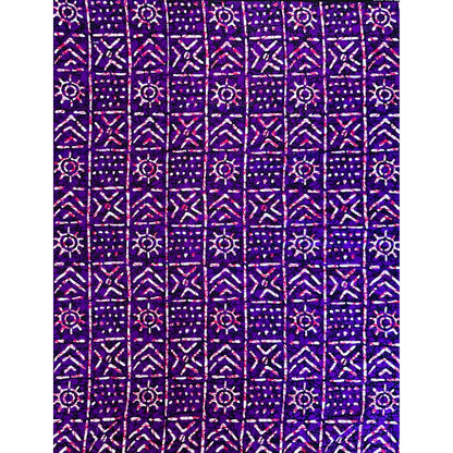 African Print Fabric/ Ankara - Purple, Magenta, Black 'Bola Code' Design, YARD or WHOLESALE