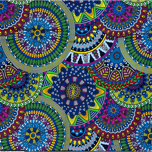 African Print Fabric/ Ankara - Purple, Green, Blue 'Adade Joy' Design, YARD or WHOLESALE