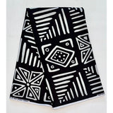 African Print Fabric/ Ankara - Black, White 'Xydee' Design, YARD or WHOLESALE